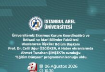 İSTANBUL AREL ÜNİVERSİTESİ Erasmus Kurum Koordinatörü ve İktisadi ve İdari Bilimler Fakültesi Uluslararası İlişkiler Bölüm Başkanı Prof. Dr. Celil Uğur ÖZGÖKER, A Haber ekranlarında Ahmet Tunahan ŞİMŞEK’in sunduğu “Eğitim Dünyası” programının konuğu oldu.